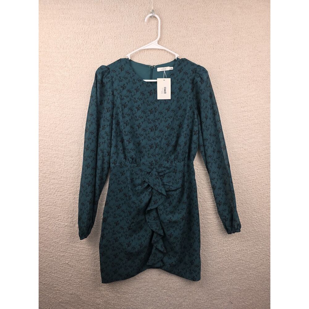 NWT LUSH Teal Green Botanical Print Dress Women's Size M Boutique